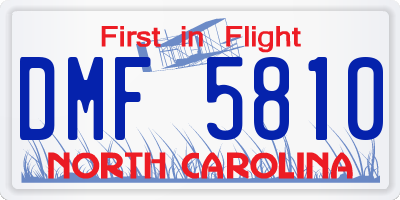 NC license plate DMF5810