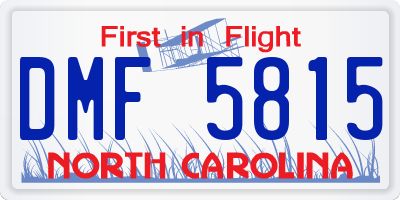 NC license plate DMF5815