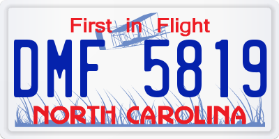 NC license plate DMF5819