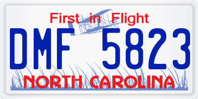 NC license plate DMF5823