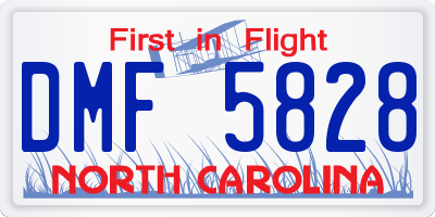 NC license plate DMF5828
