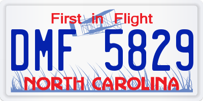 NC license plate DMF5829