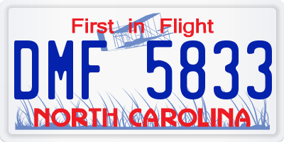 NC license plate DMF5833
