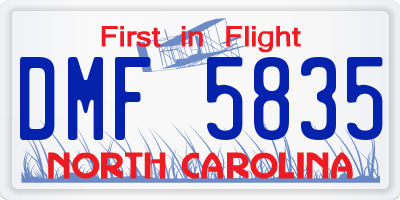 NC license plate DMF5835