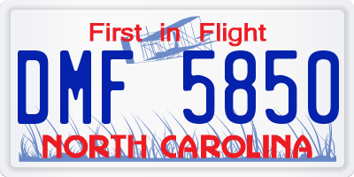 NC license plate DMF5850