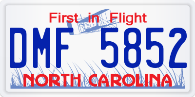 NC license plate DMF5852