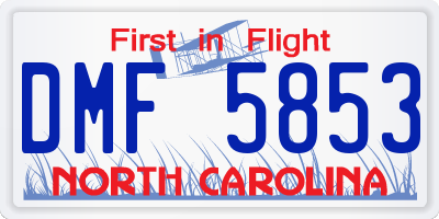 NC license plate DMF5853