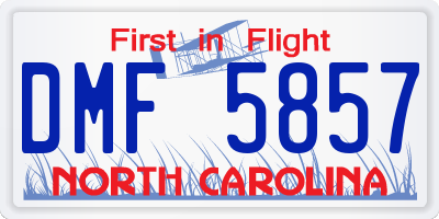 NC license plate DMF5857
