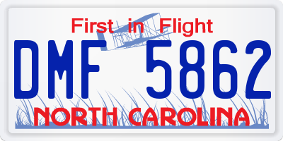 NC license plate DMF5862