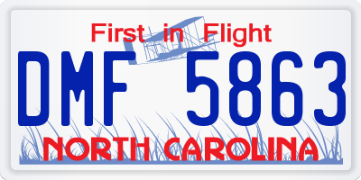 NC license plate DMF5863