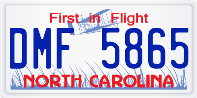 NC license plate DMF5865
