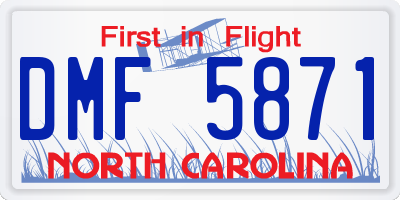 NC license plate DMF5871