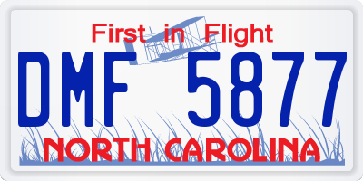 NC license plate DMF5877