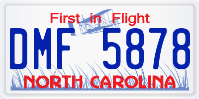 NC license plate DMF5878