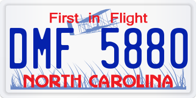 NC license plate DMF5880