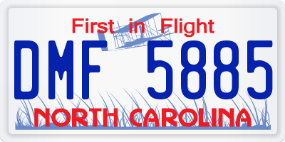 NC license plate DMF5885