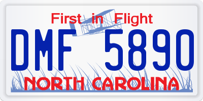 NC license plate DMF5890