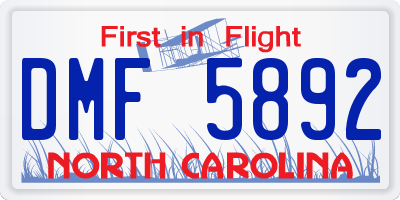 NC license plate DMF5892