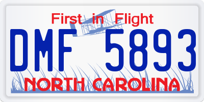 NC license plate DMF5893