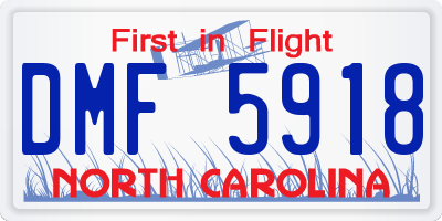 NC license plate DMF5918
