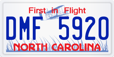 NC license plate DMF5920