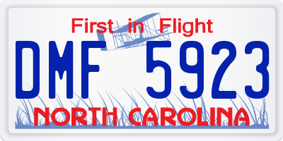 NC license plate DMF5923