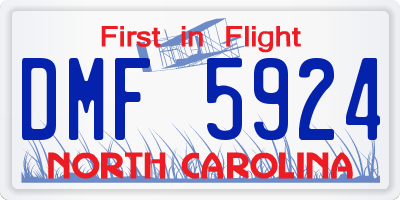 NC license plate DMF5924