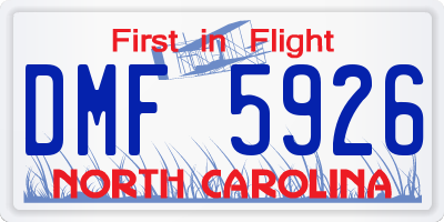 NC license plate DMF5926