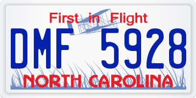 NC license plate DMF5928