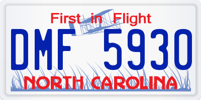 NC license plate DMF5930