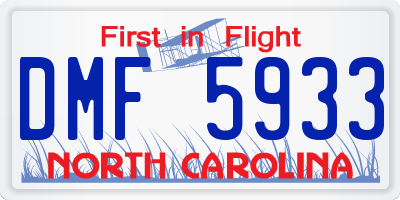 NC license plate DMF5933
