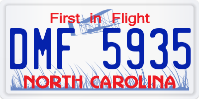 NC license plate DMF5935