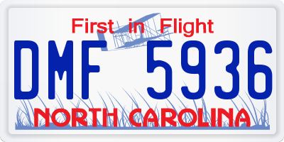 NC license plate DMF5936