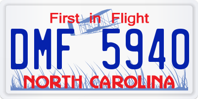 NC license plate DMF5940