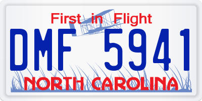 NC license plate DMF5941