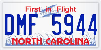 NC license plate DMF5944