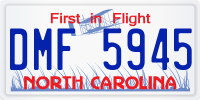 NC license plate DMF5945