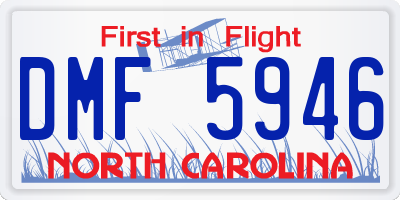 NC license plate DMF5946