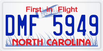 NC license plate DMF5949