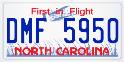 NC license plate DMF5950