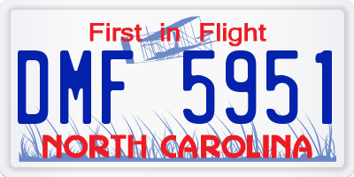 NC license plate DMF5951