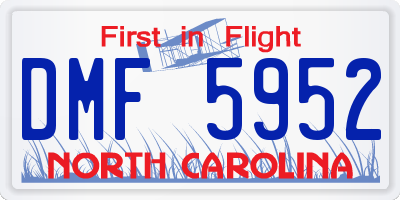 NC license plate DMF5952