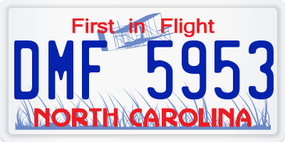 NC license plate DMF5953