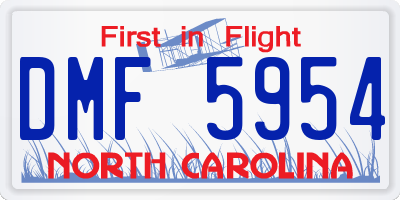 NC license plate DMF5954