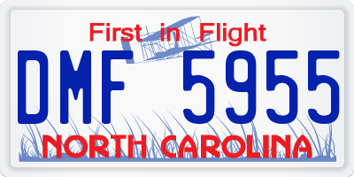 NC license plate DMF5955