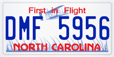 NC license plate DMF5956