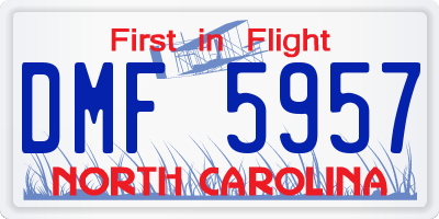 NC license plate DMF5957