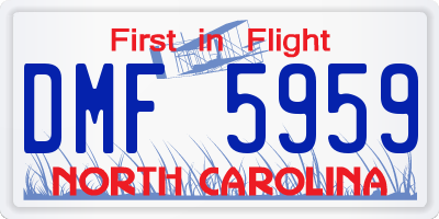 NC license plate DMF5959