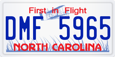NC license plate DMF5965