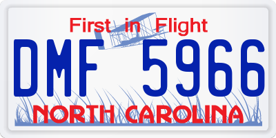 NC license plate DMF5966